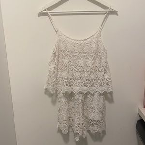 White Lace Romper - Size small